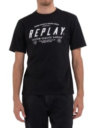t-shirt replay with custom garage print m6840 .000.2660 098 μαυρο