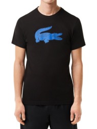 t-shirt lacoste 3d print crocodile th2042 il5 μαυρο/μπλε