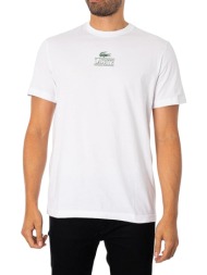 t-shirts lacoste th1147 001 λευκο