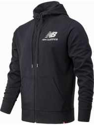 ζακετα new balance essentials stacked logo hoodie μαυρη