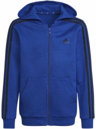 ζακετα adidas performance essentials 3-stripes zip hoodie μπλε ρουα
