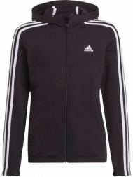 ζακετα adidas performance essentials 3-stripes full-zip hoodie μαυρη