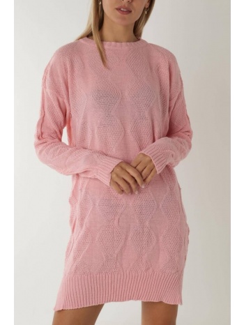 φόρεμα πλεκτό με ρόμβους - ροζ σε προσφορά