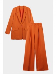 σετ ρούχων σακάκι oversized με παντελόνι σε φαρδιά γραμμή - πορτοκαλί
