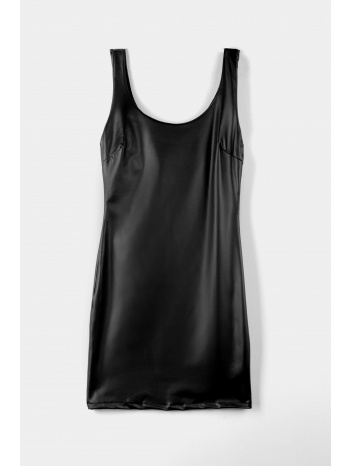 φόρεμα mini δερματίνη - μαύρο