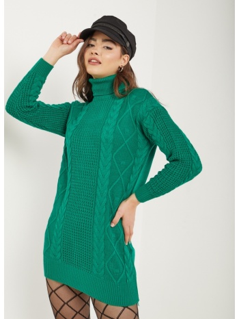 φόρεμα πλεκτό με πλεξούδες - πράσινο σε προσφορά