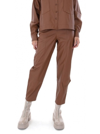 elastic waist slouchy fit faux leather pants women moutaki σε προσφορά