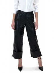 faux leather high waist crop straight fit pants women c.manolo