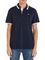 tommy jeans solid tipped regular fit polo t-shirt men