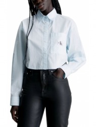 woven label cropped longsleeve shirt women calvin klein