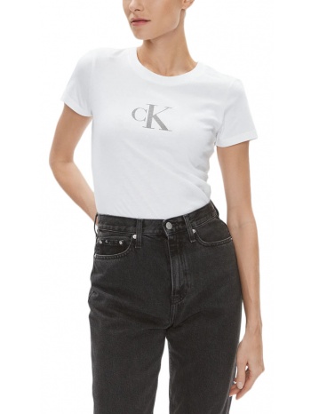 sequin logo slim fit t-shirt women calvin klein σε προσφορά