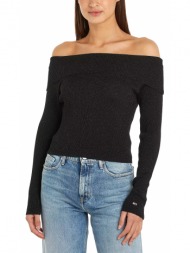 tommy jeans rib off shoulder sweater women
