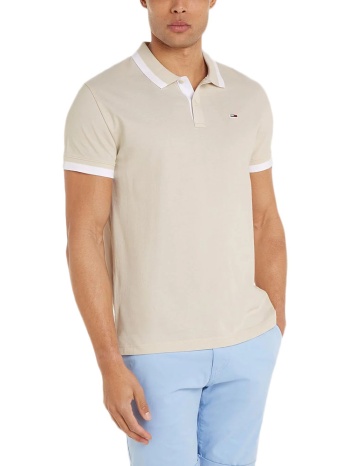 tommy jeans solid tipped regular fit polo t-shirt men