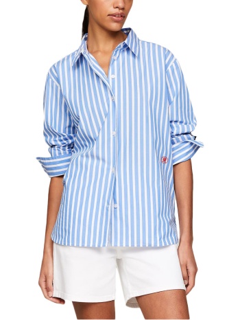 monogram striped relaxed fit longsleeve shirt women tommy σε προσφορά