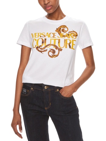 76dp613 r logo watercolor t-shirt women versace jeans σε προσφορά