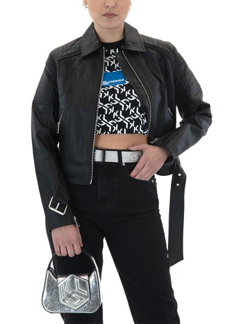 faux leather jacket women karl lagerfeld σε προσφορά