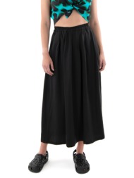 elastic waist midi skirt women black & black