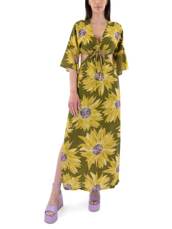 floral print shortsleeve cut out maxi dress women moutaki