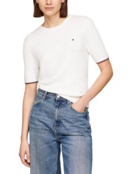 knit cable c neck shortsleeve sweater women tommy hilfiger