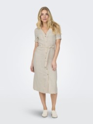 shirtdress με λινό only 15347210 - μπεζ