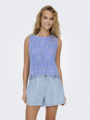 μπλούζα με διάτρητο σχέδιο only 15343156 - μπλε denim σε προσφορά