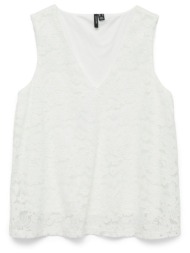 μπλούζα αμάνικη με δαντέλα vero moda 10330053 - λευκό