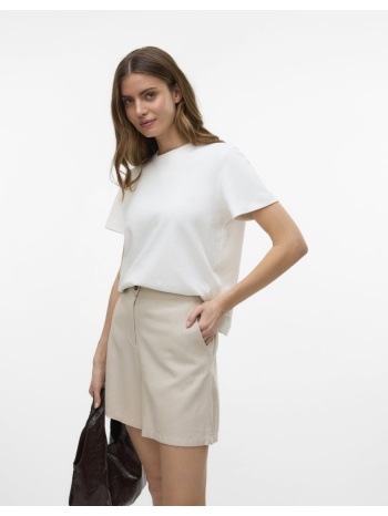σορτς ψηλόμεσο με λινό vero moda 10321625 - μπεζ σε προσφορά