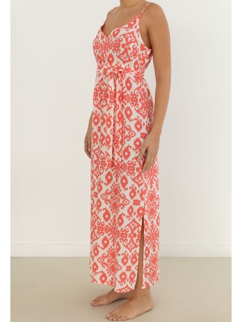 φόρεμα μακρύ με print vero moda 10307995 - κοραλί σε προσφορά