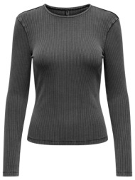 only long sleeve ribbed top fitted - 15329447 - ανθρακί