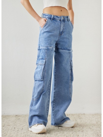 παντελόνι τζιν cargo με φερμουάρ - μπλε jean σε προσφορά