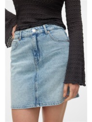 vero moda ψηλόμεση μίνι τζιν φούστα - 10301536 - μπλε denim
