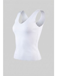 bisou ριμπ crop top με φαρδιές τιράντες - 100 (unknown) - λευκό