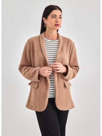 fn-fashion ζακέτα από σεβρόν με ψεύτικες τσέπες - 23698  σε προσφορά