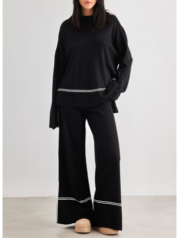 σετ πουλόβερ με παντελόνι με λεπτή ρίγα escape - μαύρο σε προσφορά