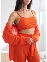 σετ πιτζάμες από ριμπ ύφασμα - πορτοκαλί