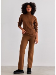 σετ πουλόβερ με πλεκτό παντελόνι jean louis francoise - καφέ