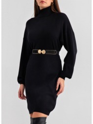 φόρεμα πλεκτό με ελαστική ζώνη jean louis francoise - μαύρο
