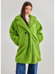 παλτό teddy με κουμπιά - lime