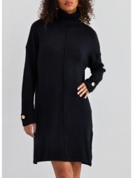 φόρεμα πλεκτό με κάθετη εξωτερική ραφή jean louis francoise - μαύρο
