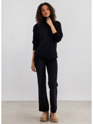 σετ πουλόβερ με πλεκτό παντελόνι jean louis francoise - μαύρο