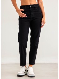 παντελόνι τζιν high waist regular - μαύρο