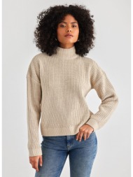 πουλόβερ με ψηλό γιακά vero moda 10291256 - μπεζ