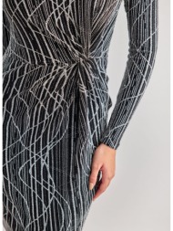 φόρεμα μίνι lurex με σούρα vero moda 10277560 - μαύρο/ασημί