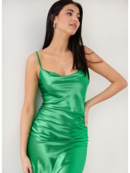 φόρεμα σατέν ντραπέ - πράσινο