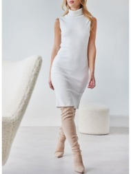 φόρεμα με ριπ ύφανση naiba 402.237 - λευκό