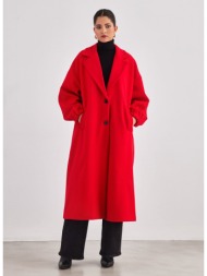 παλτό μακρύ με γιακά - κόκκινο