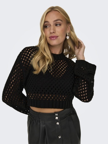 μπλούζα crochet με στρογγυλή λαιμόκοψη 15300575 - μαύρο σε προσφορά