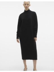 πλεκτό φόρεμα με ψηλό γιακά vero moda 10291260 - μαύρο
