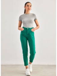 παντελόνι τζιν ψηλόμεσο mom fit - πράσινο