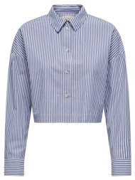 πουκάμισο κοντό με ρίγες only 15314331 - μπλε